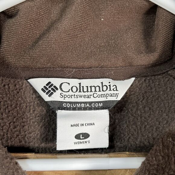 Columbia Womens Large Brown Quarter Zip Fleece Mock Neck Sweater Jacket - Picture 2 of 7